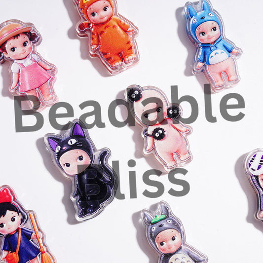 Acrylic Beads Angel Doll in Various Anime Character Costume, Semi-Clear, Random Mix
