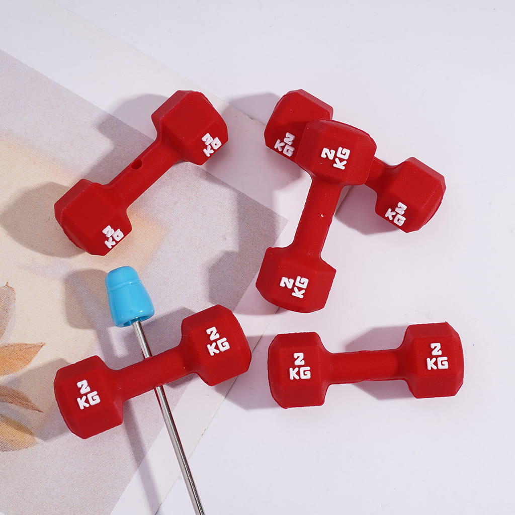 Silicone Focal Beads 3D Sports Gym Equipment Theme