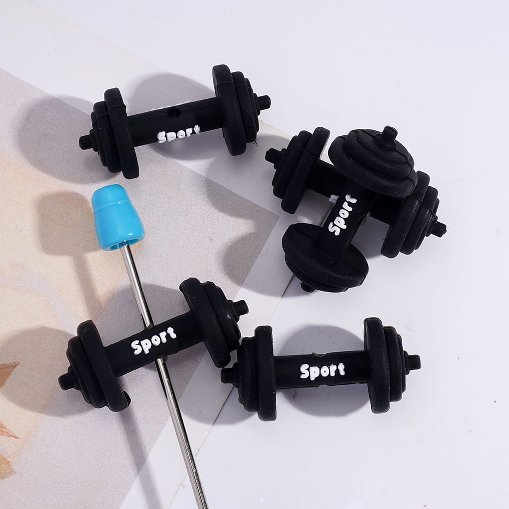 Silicone Focal Beads 3D Sports Gym Equipment Theme