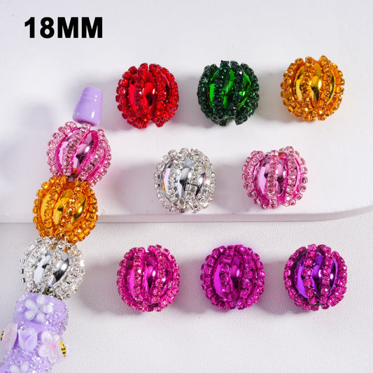 Acrylic Beads Christmas Shiny Rhinestones Chains Metallic Colors 18MM