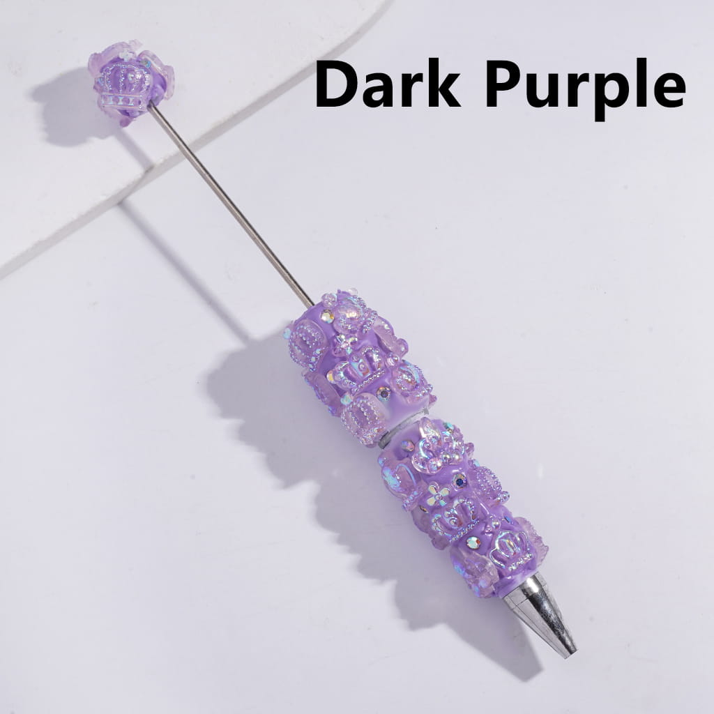 Beadable Clay Pens with Exquisite Imperial Crown and AB Rhinestones, Multi-Color