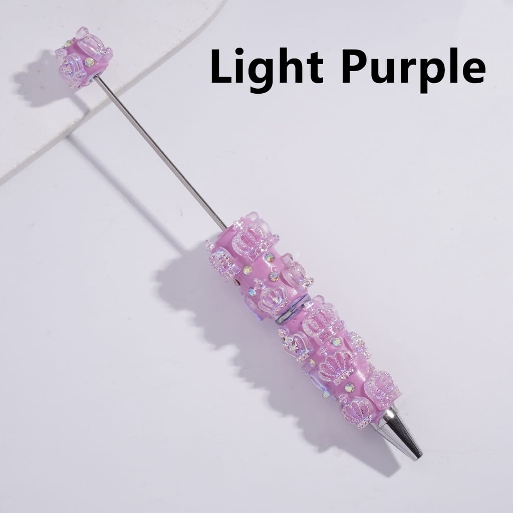 Beadable Clay Pens with Exquisite Imperial Crown and AB Rhinestones, Multi-Color