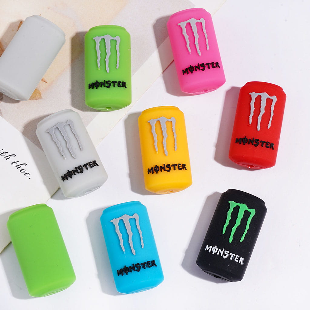 Silicone Focal Beads w Energy Drink Can Design, 16*29MM, Multi-Color