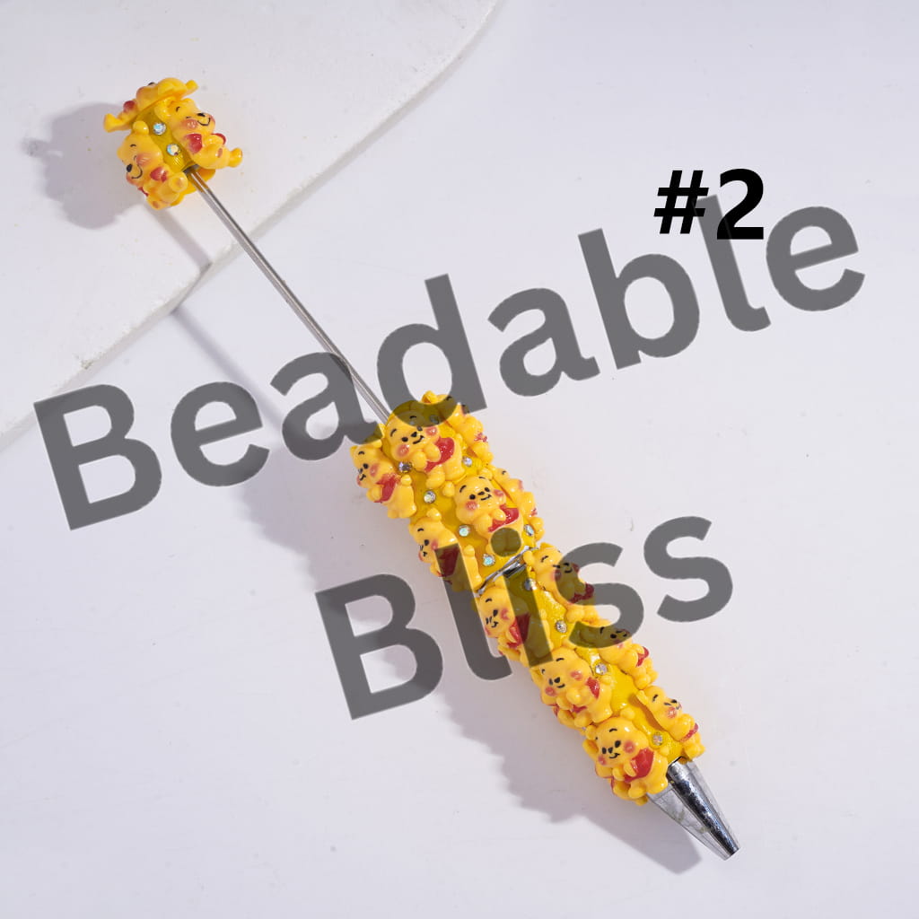 Beadable Clay Pens with Yellow Honey Bear Series and AB Rhinestones