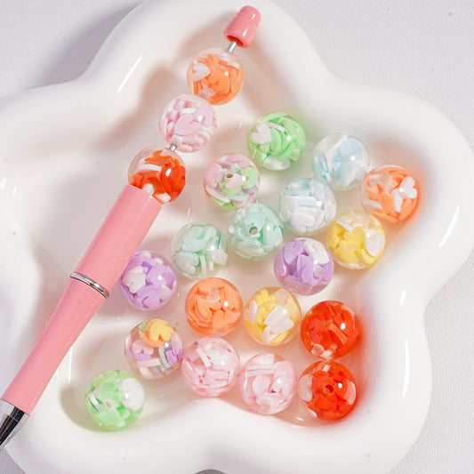Acrylic Beads Mini Cute Heart Inside Multi-Color 16MM  (Single Color is available for 200pcs(Whole Bag) Only)