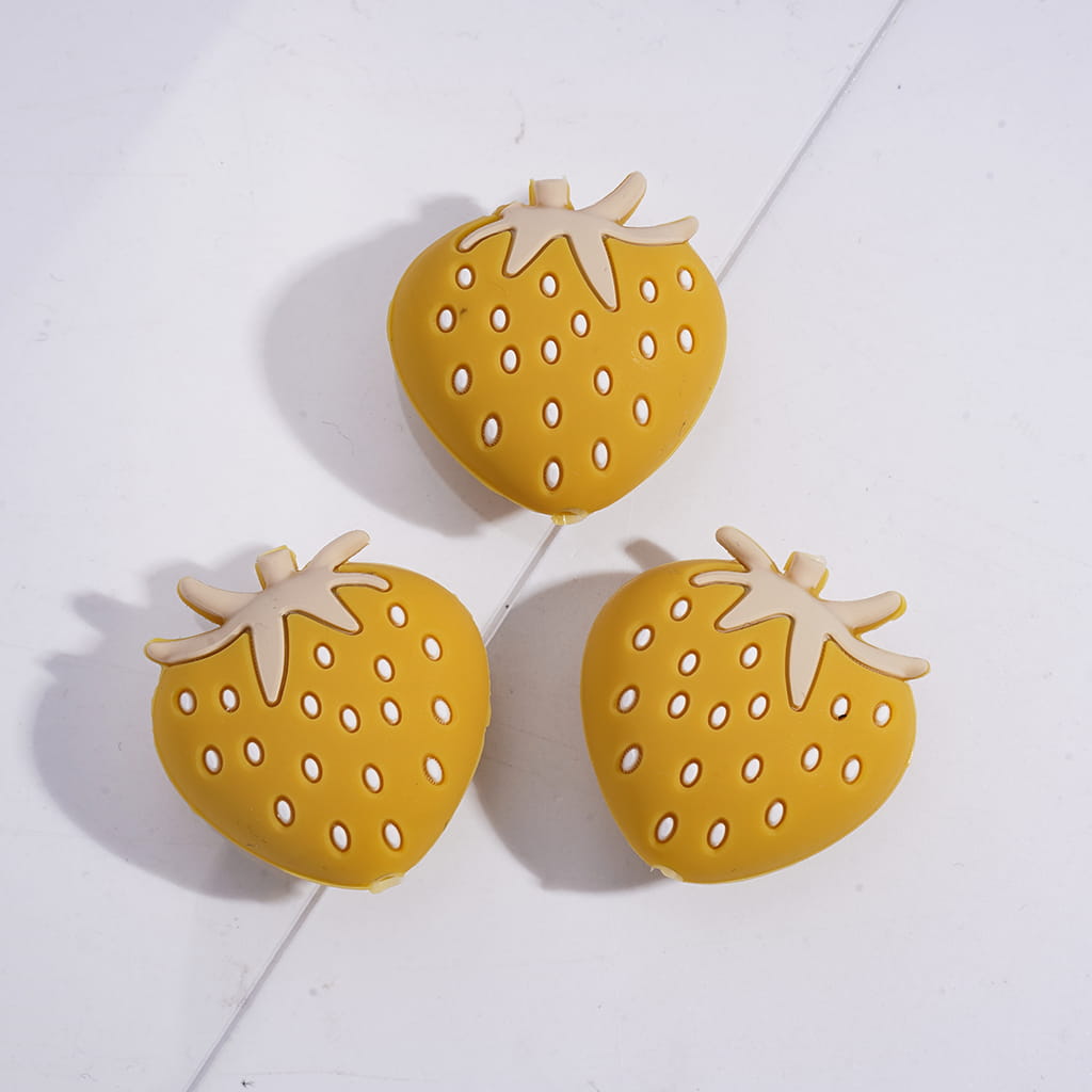 Silicone Focal Beads 3D Plump Strawberry in Various Colors