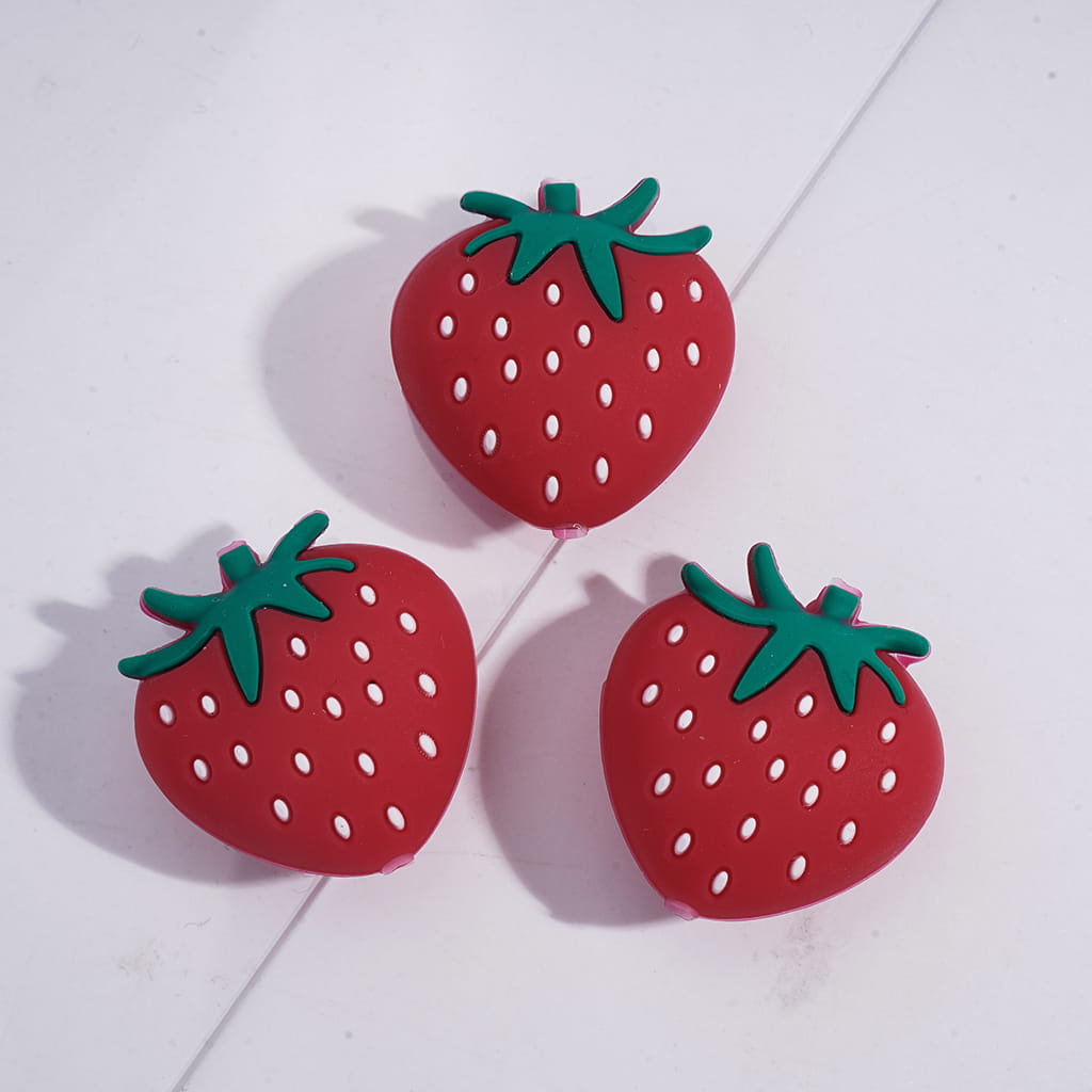 Silicone Focal Beads 3D Plump Strawberry in Various Colors