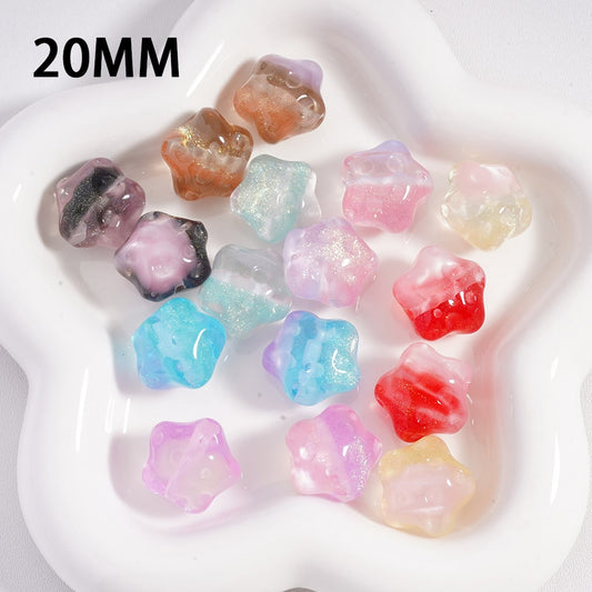 Acrylic Beads Cute Glitter Star Shape with Meteor Craters Double Color 20MM (Single Color is available for 100pcs(Whole Bag) Only)