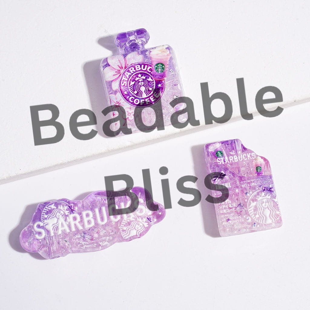 Acrylic Crackle Beads and Pendants Coffee Theme, Dreamy Purple Series, Random Mix