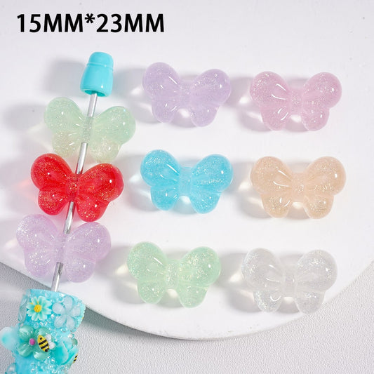 Acrylic Beads Shiny Glitter Bowknots Solid Color 15*23MM (Single Color is available for 200pcs(Whole Bag) Only)