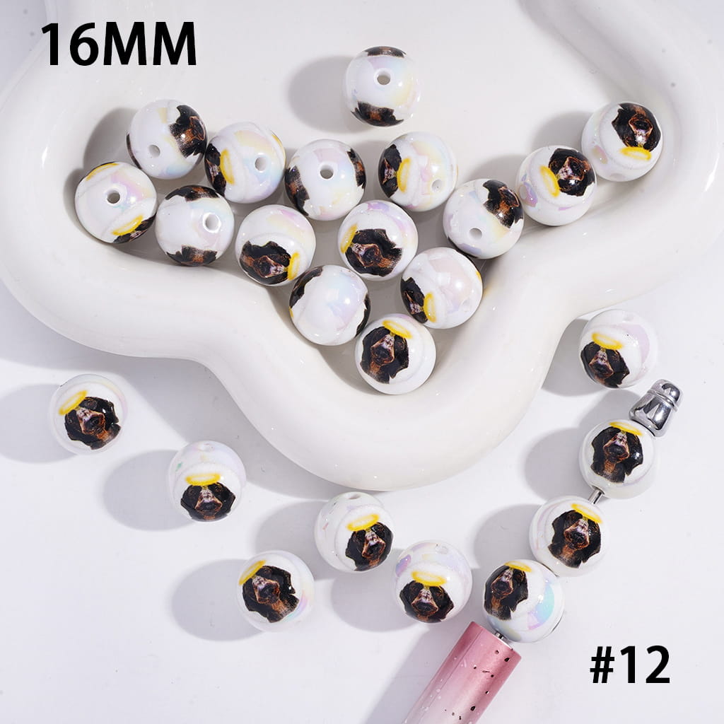 Acrylic Beads for Bracelets UV Coating Funny Dog Series in Various Types
