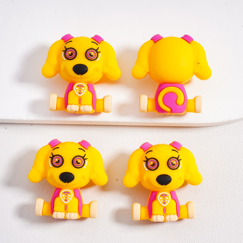Silicone Focal Beads 3D Cute Yellow Puppy Dog with Big Ears