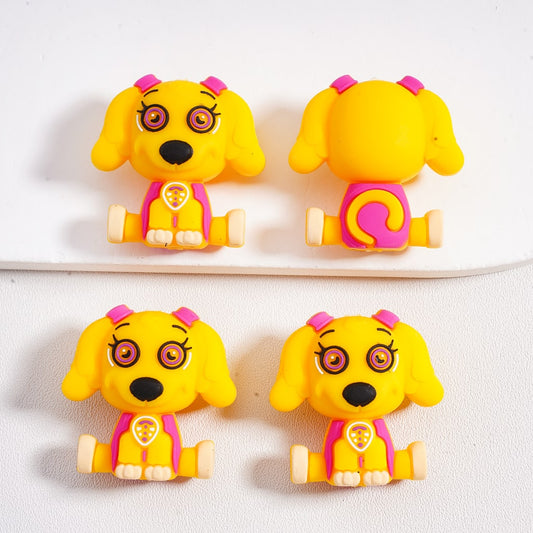 Silicone Focal Beads 3D Cute Yellow Puppy Dog with Big Ears