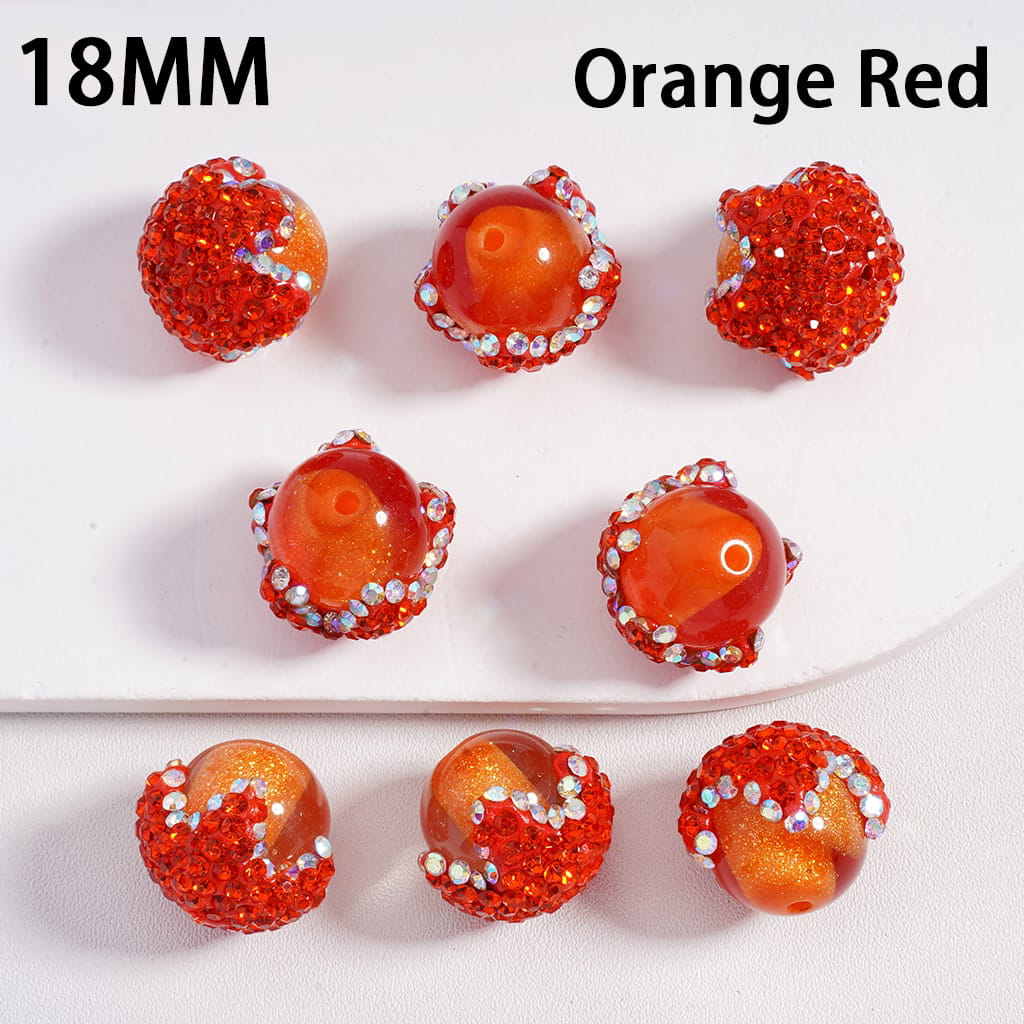 Clay Acrylic Beads Luminous Glitter Sugar Core Inside Shiny AB Rhinestones Cute Flower, Around 18MM, Multi-Color