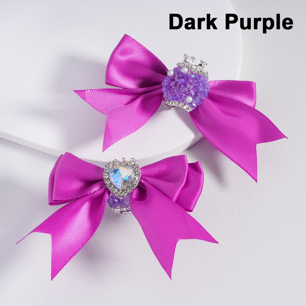 Large Fabric Bowknot with Heart Shape Shiny Rhinestones White Pearls Silver Alloy Crown Acrylic Beads in Solid Color (The Bowknot is around 65MM Wide)