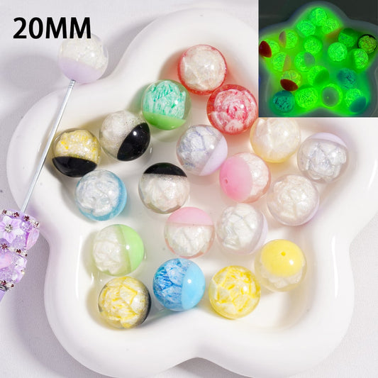 Acrylic Beads Luminous Cute Shiny Glitter Lotus Flower Inside Multi-Color 20MM, Random Mix