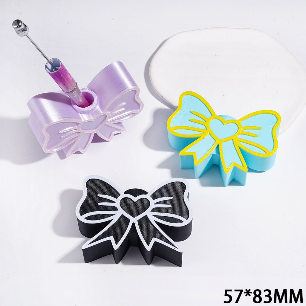 3D Printed PLA Bowtie with Outline Stroke Pen Holder, Single Hole Desktop Pen Stand, Craft Tool Organizer for Pens Tweezers Embroidery Needles, 57*83MM, Multi-Color