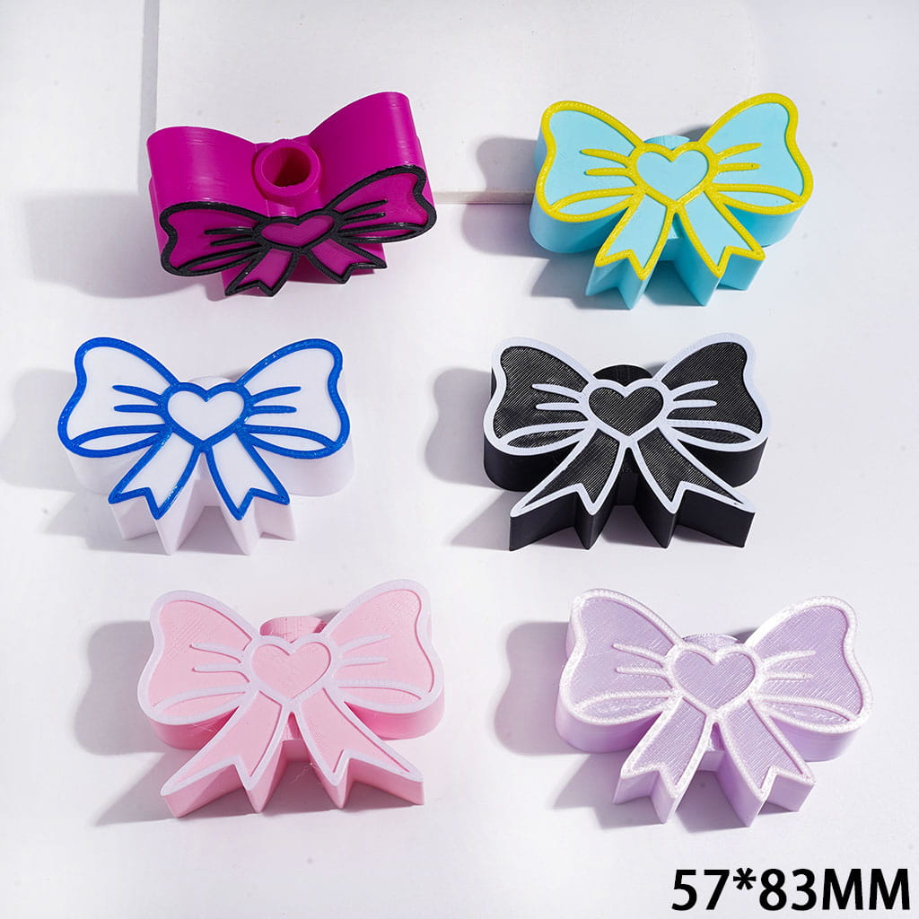 3D Printed PLA Bowtie with Outline Stroke Pen Holder, Single Hole Desktop Pen Stand, Craft Tool Organizer for Pens Tweezers Embroidery Needles, 57*83MM, Multi-Color