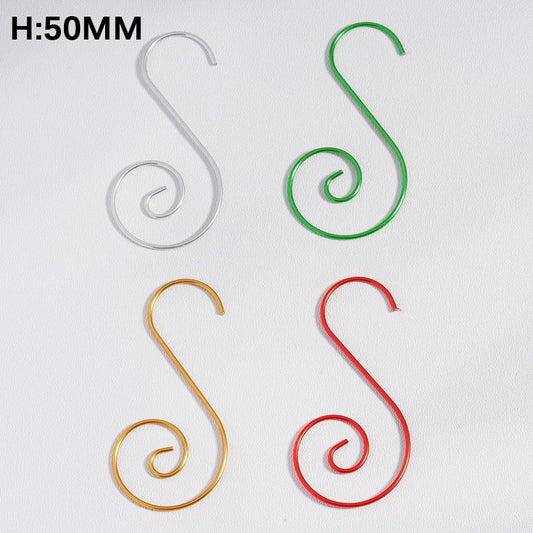 Metal S-Shaped Swirl Hangers Hooks for Christmas Ornaments Accessories, Multi-Color Around 50MM Long