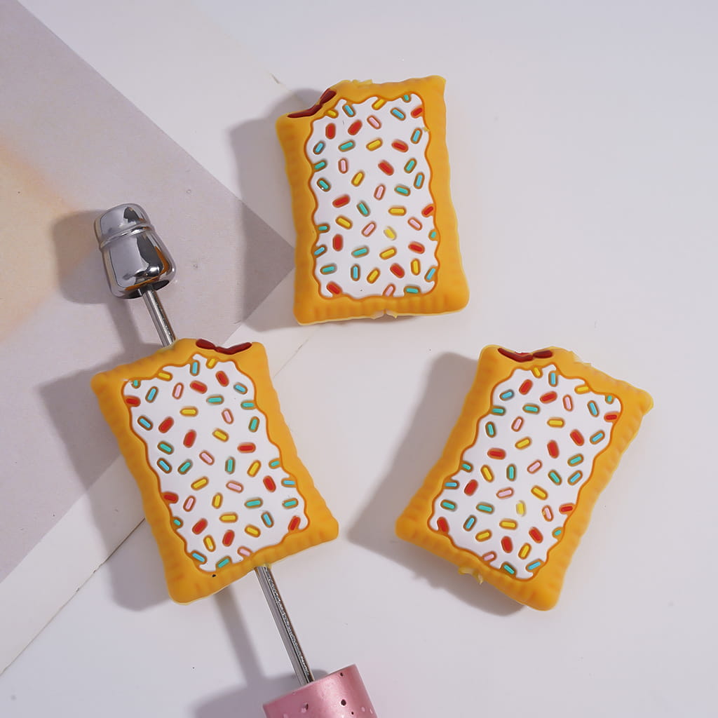 Silicone Focal Beads 3D American-Style Breakfast Snacks Fruit Tart Cookies
