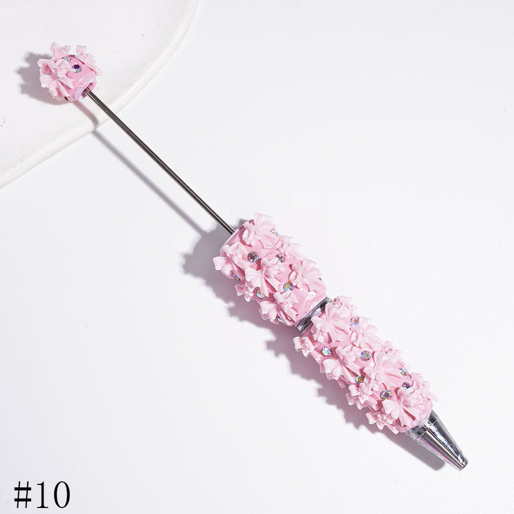 Beadable Clay Pens with Double Layered Bowtie and AB Rhinestones, Multi-Color
