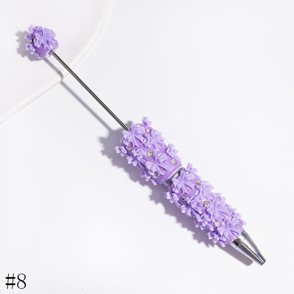Beadable Clay Pens with Double Layered Bowtie and AB Rhinestones, Multi-Color