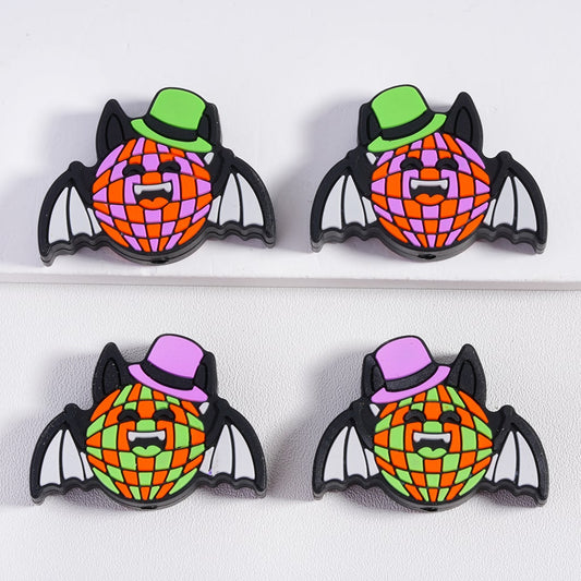 Silicone Focal Beads Halloween Cute Bat with Hat