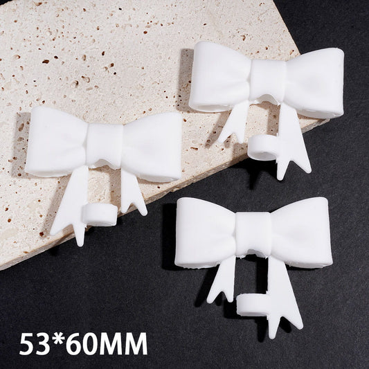 Food Grade Cup Tumbler Silicone Straw Topper Bowknot in Solid White, 53*60MM