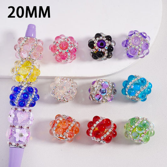 Acrylic Beads  Cat Eye Style Shiny Translucent Pearls AB Rhinestones Chains Multi-Color 20MM