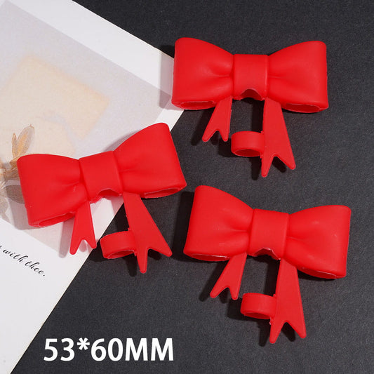 Red Food Grade Cup Tumbler Silicone Straw Topper Bowknot, 53*60MM