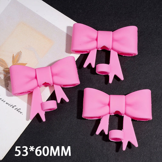 Food Grade Cup Tumbler Silicone Straw Topper Bowknot in Roes Pink, 53*60MM