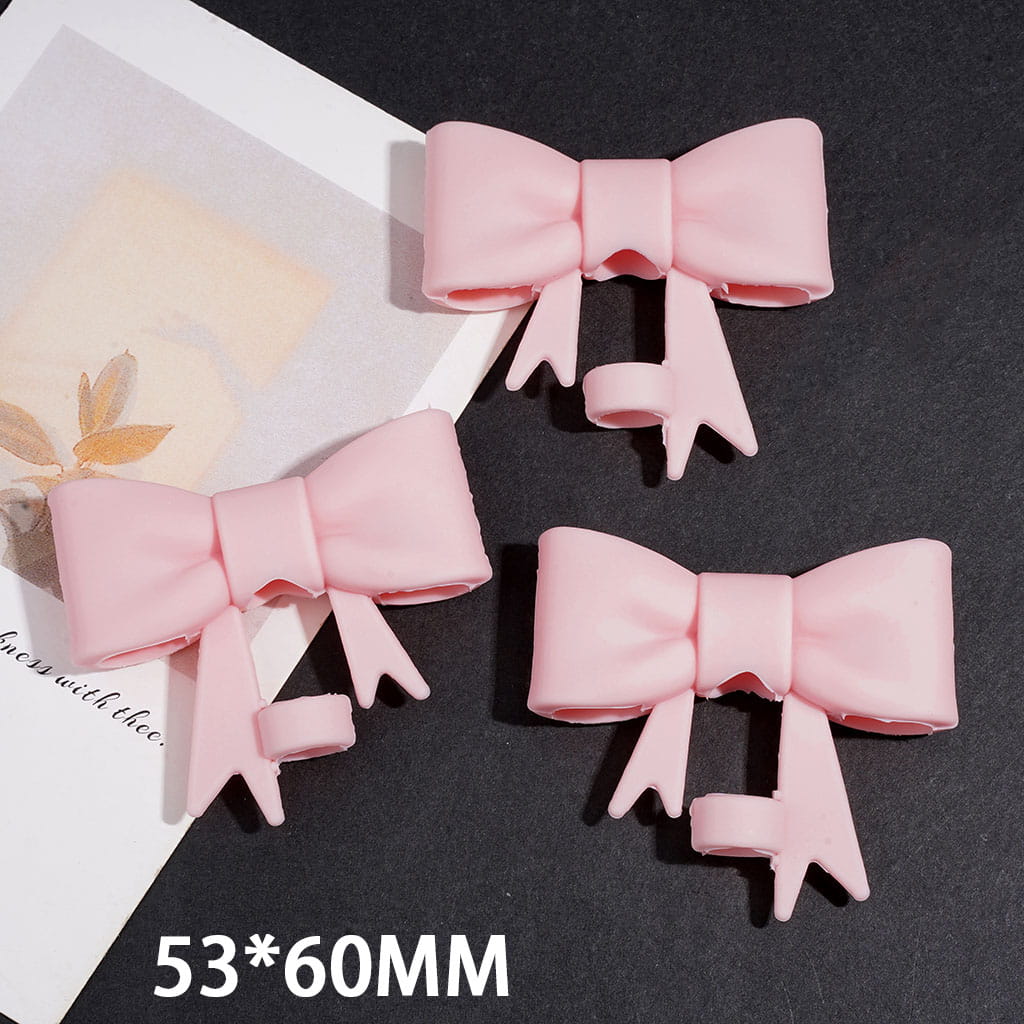 Pink Food Grade Cup Tumbler Silicone Straw Topper Bowknot, 53*60