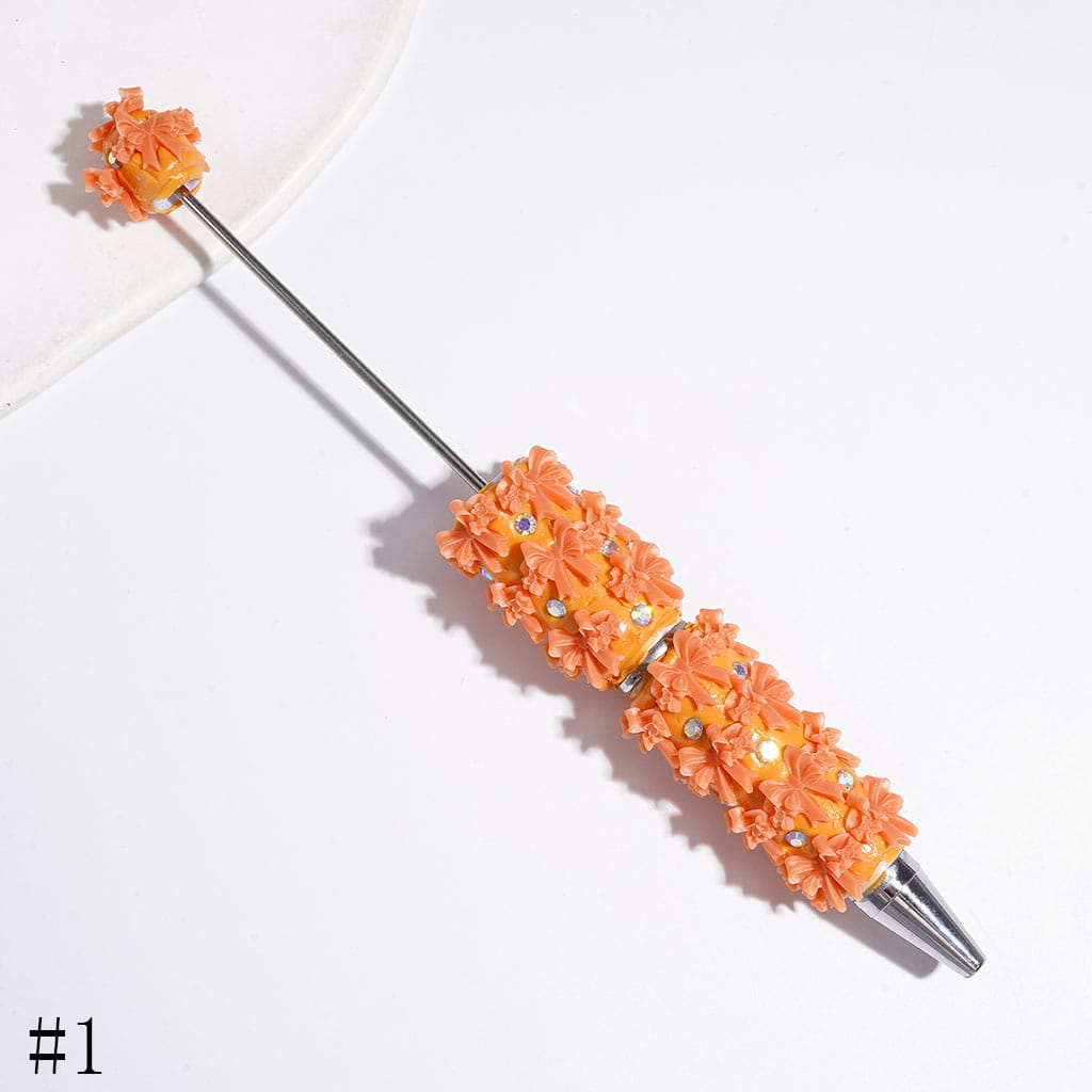 Beadable Clay Pens with Double Layered Bowtie and AB Rhinestones, Multi-Color
