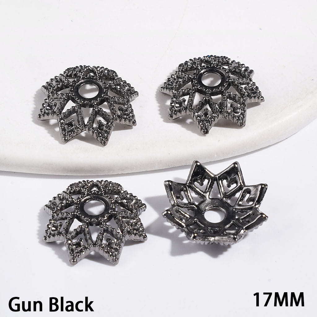 Hollowed Metal Beads Cages Eight-Petaled Lotus, Bead Cap, 17MM Multi-Color (They Fit 16MM Beads)