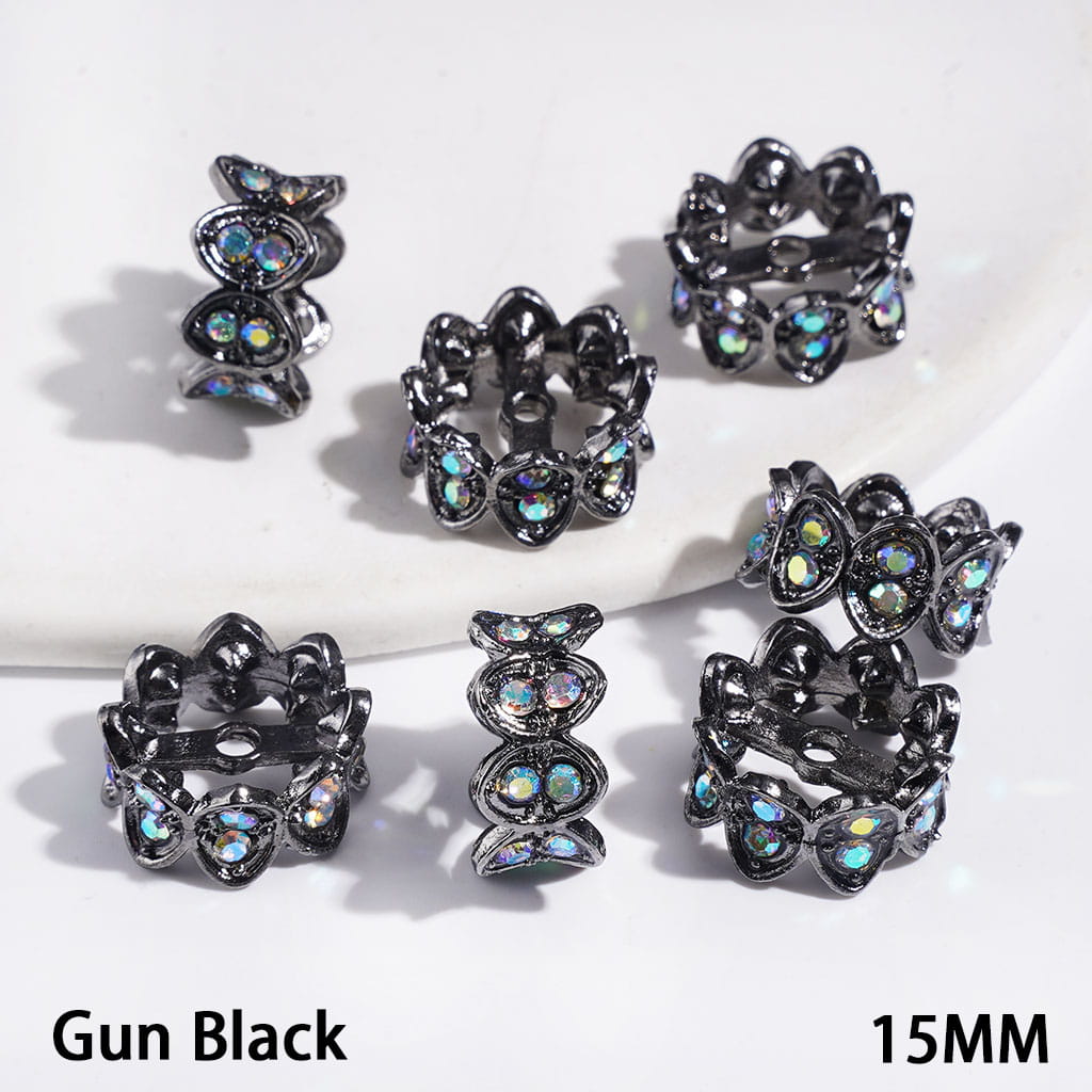 Metal Spacer Beads Crown Design with AB Rhinestones, 15MM  Multi-Color (They Fit 14MM Beads)