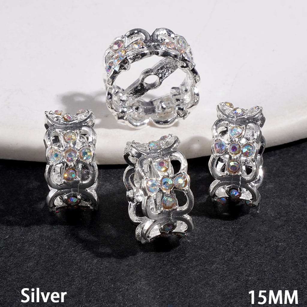 Metal Bead Cages Four-Leaf Clover with AB Rhinestone, Bead Cap, 15MM Multi-Color (They Fit 14MM Beads)