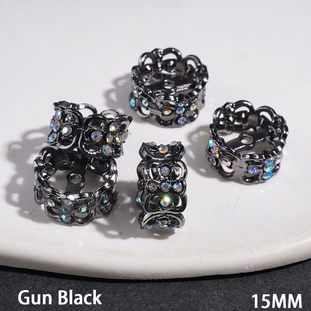 Metal Bead Cages Four-Leaf Clover with AB Rhinestone, Bead Cap, 15MM Multi-Color (They Fit 14MM Beads)