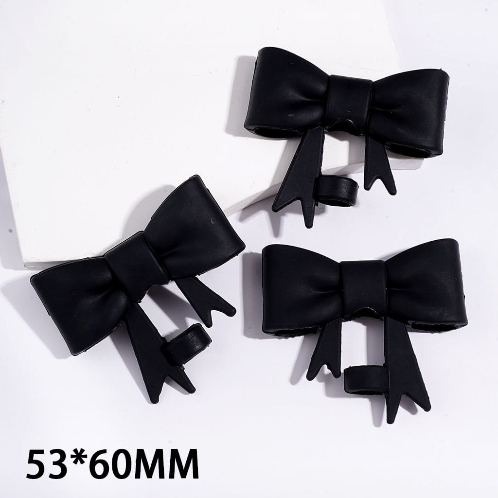 Black Food Grade Cup Tumbler Silicone Straw Topper Bowknot, 53*60MM