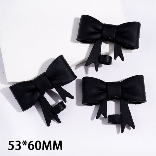 Black Food Grade Cup Tumbler Silicone Straw Topper Bowknot, 53*60MM
