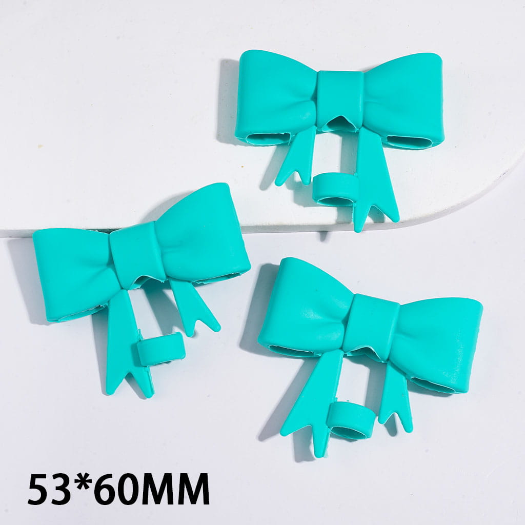 Cyan Teal Food Grade Cup Tumbler Silicone Straw Topper Bowknot, 53*60MM