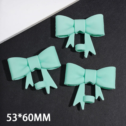 Food Grade Cup Tumbler Silicone Straw Topper Bowknot in Solid Mint Green, 53*60MM