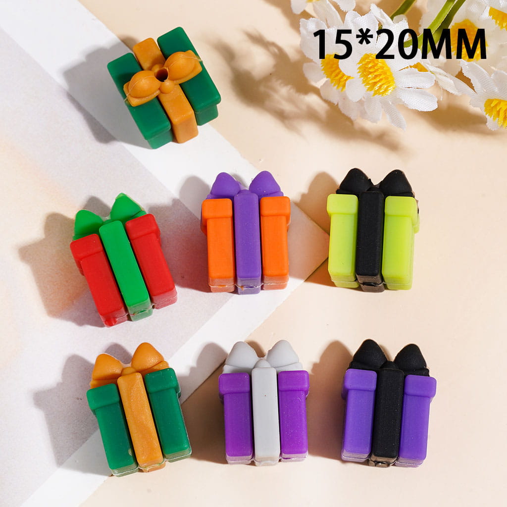 Silicone Focal Beads with 3D Various Colors Gift Box with Bow