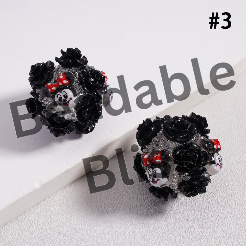 Sugar Acrylic Beads Luminous with Shiny Glitter Flowers and Classic Animation Series, with Toy Adventure & Adorable Character & Capybara, Multi-Color