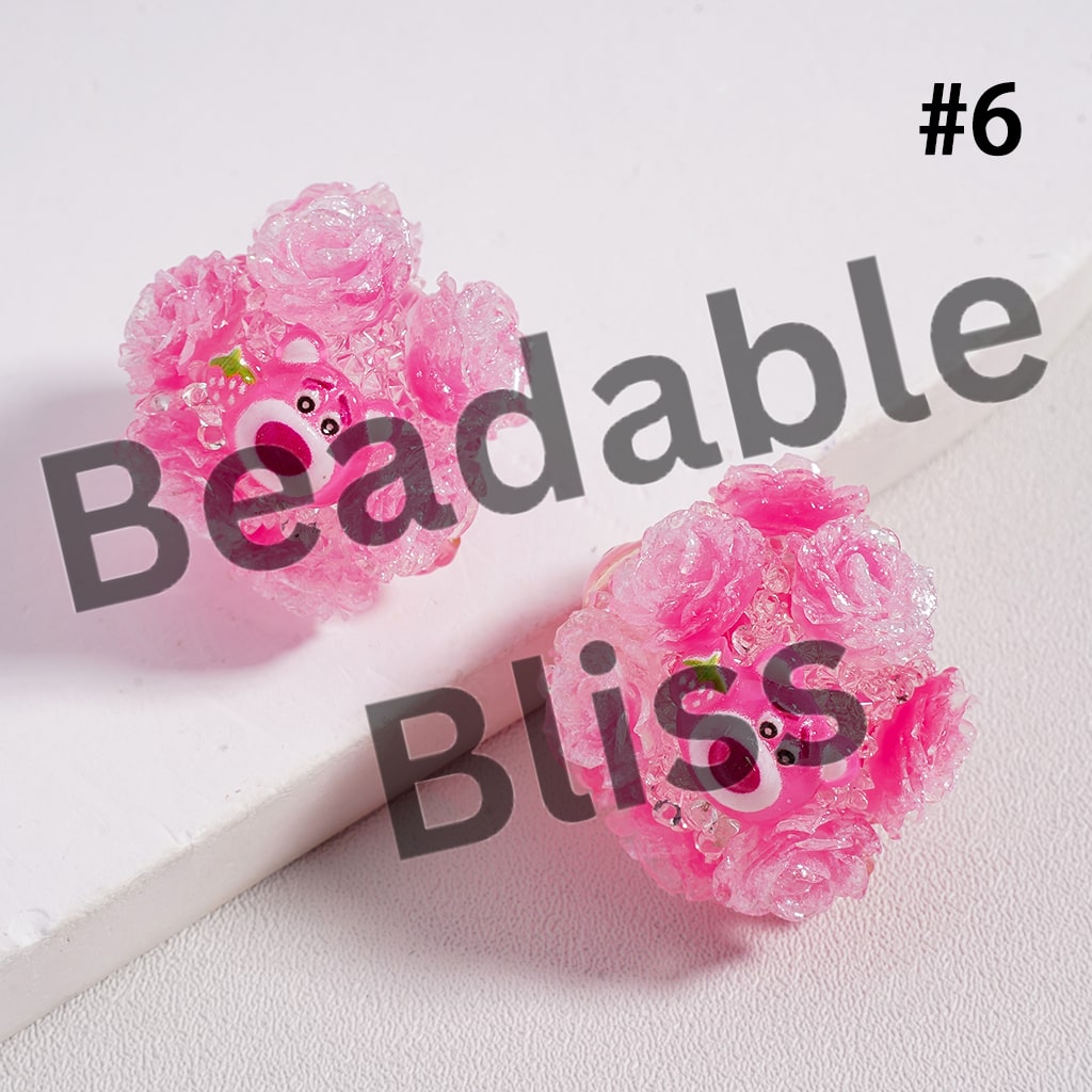 Sugar Acrylic Beads Luminous with Shiny Glitter Flowers and Classic Animation Series, with Toy Adventure & Adorable Character & Capybara, Multi-Color