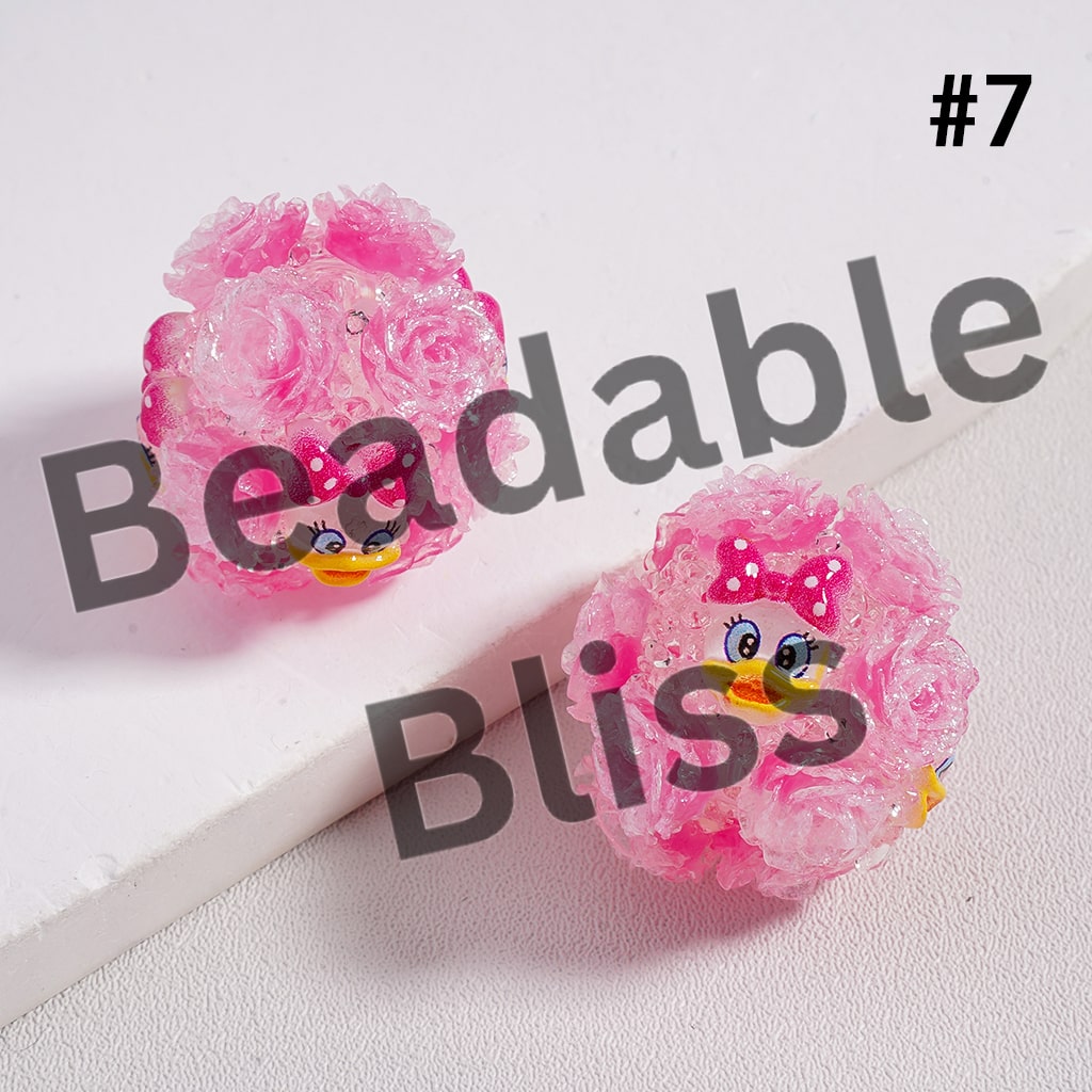 Sugar Acrylic Beads Luminous with Shiny Glitter Flowers and Classic Animation Series, with Toy Adventure & Adorable Character & Capybara, Multi-Color