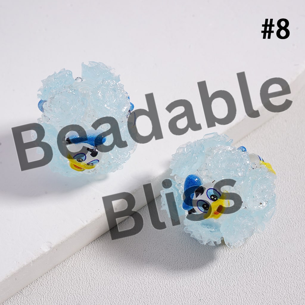 Sugar Acrylic Beads Luminous with Shiny Glitter Flowers and Classic Animation Series, with Toy Adventure & Adorable Character & Capybara, Multi-Color