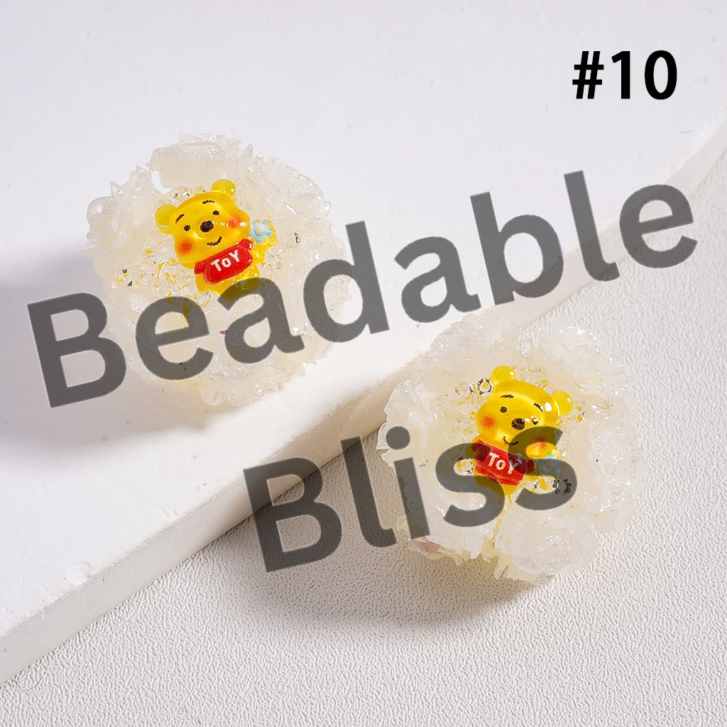 Sugar Acrylic Beads Luminous with Shiny Glitter Flowers and Classic Animation Series, with Toy Adventure & Adorable Character & Capybara, Multi-Color