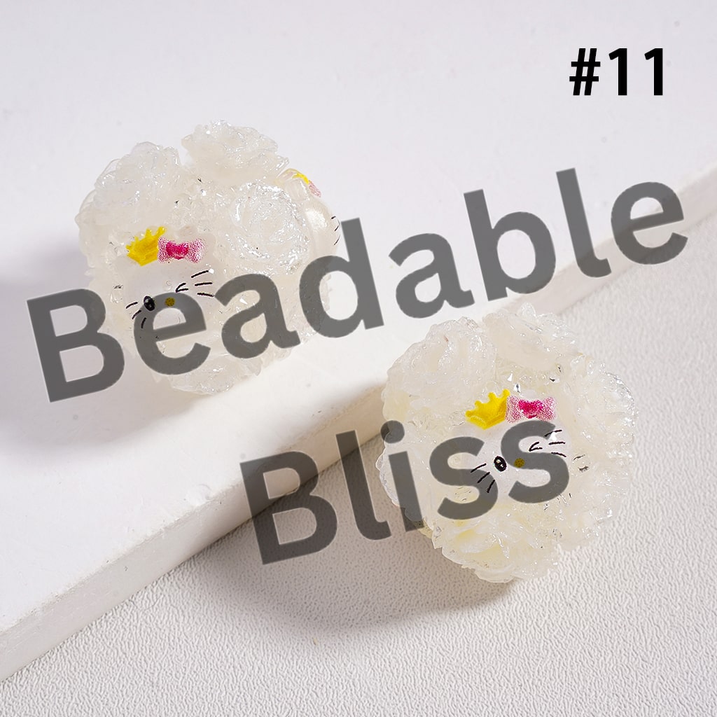 Sugar Acrylic Beads Luminous with Shiny Glitter Flowers and Classic Animation Series, with Toy Adventure & Adorable Character & Capybara, Multi-Color