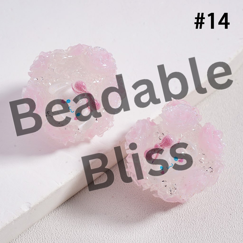 Sugar Acrylic Beads Luminous with Shiny Glitter Flowers and Classic Animation Series, with Toy Adventure & Adorable Character & Capybara, Multi-Color