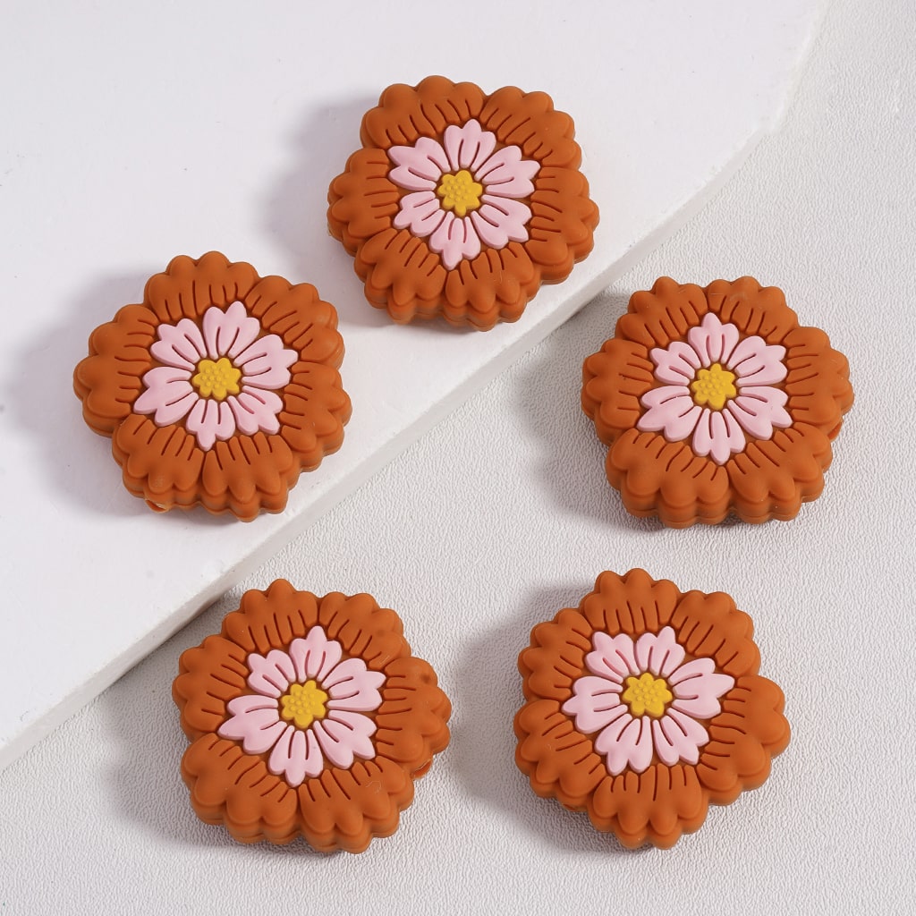 Silicone Focal Beads Colorful Cute Flowers Series